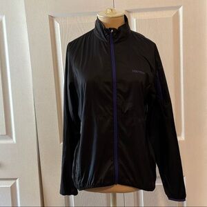 Marmot Black Jacket with Purple Trim Lightweight Shell